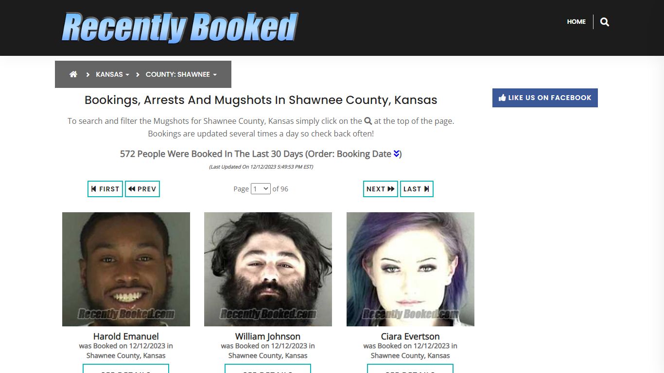 Bookings, Arrests and Mugshots in Shawnee County, Kansas